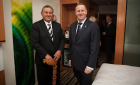 MAORI KING AND NEW ZEALAND PM OPEN NOVOTEL AUCKLAND AIRPORT